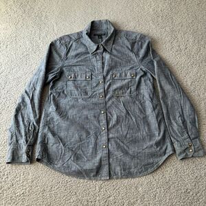 NEW Banana Republic Shirt Womens Large Denim Jean Snap Button Up‎ Chambray Top